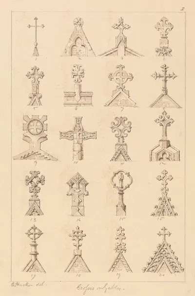 Crosses on Gables by C. Hacker, 1831 — digital art print download