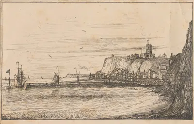 Harbour Scene with Town. by Charles Golding Constable — digital art print download