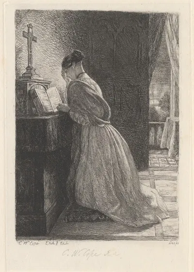 Morning Prayer by Charles West Cope, 1844 — digital art print download