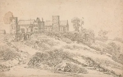 A Tudor Manor House and Church by Клод де Йонг, 1625 — digital art print download
