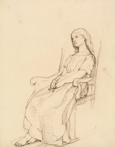 Study of a Young Girl, Seated by Даниэль Макиллис — digital art print download