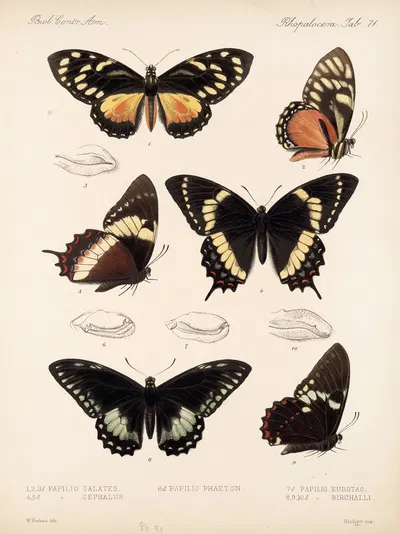 Insecta Lepidoptera-Rhopalocera Pl 072 by Frederick DuCane Godman, 1879-1915 — digital art print download