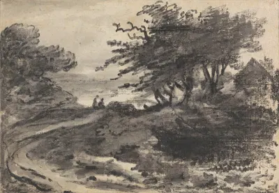 Landscape with Trees and two Figures by Dr. Thomas Monro — digital art print download