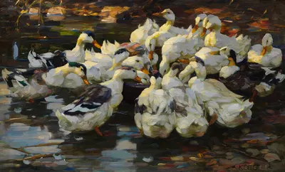 Enten am Freßnapf (Entenfütterung) by Александр Кёстер, 1914 — digital art print download
