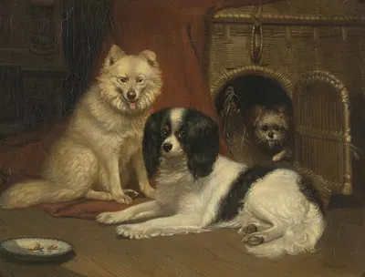 A Sheepdog, a King Charles Spaniel, and a Terrier by Bernard te Gempt — digital art print download