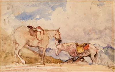 Two Horses by Джон Фредерик Льюис — digital art print download