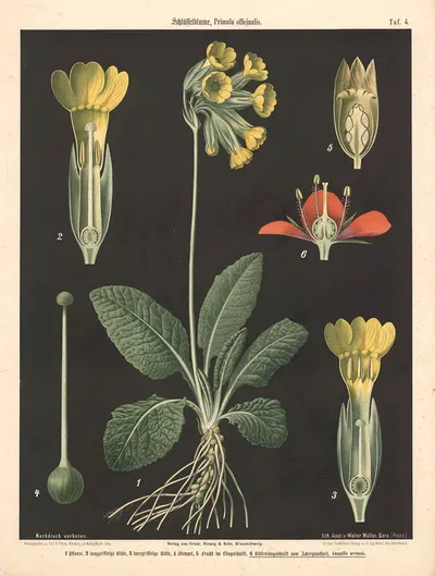Schlüsselblume, Primula officinalis by Walter Müller, 1894 — digital art print download