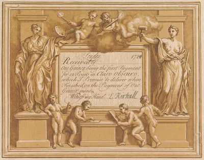 Receipt Ticket by Elisha Kirkall, 1724 — digital art print download
