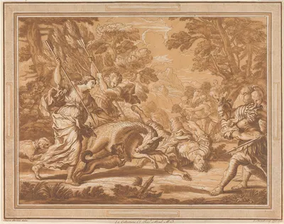 The Death of Adonis by Elisha Kirkall, 1723 — digital art print download