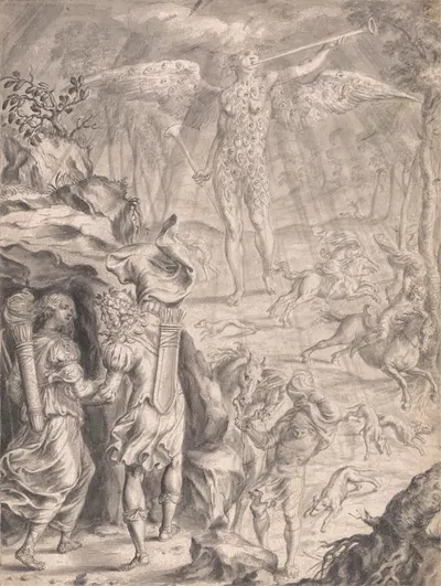 Dido and Aeneas Sheltering in a Cave by Francis Cleyn — digital art print download