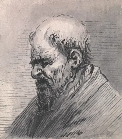 A Bearded Man Looking Down by Francis Le Piper — digital art print download