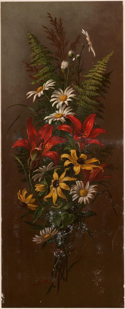 Philadelphus lilies, daisies, etc. by Annie Eliza Hardy, 1877 — digital art print download