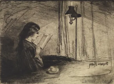 A Lady Reading by Фрэнсис Сеймур Хейден, 1858 — digital art print download