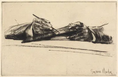 Hands Drypointing by Francis Seymour Haden, 1877 — digital art print download