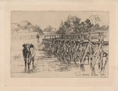Деревенский брод by Фрэнсис Сеймур Хейден, 1881 — digital art print download