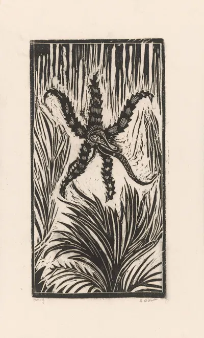 Stervormige bloem met dierenkop by Janus de Winter — digital art print download