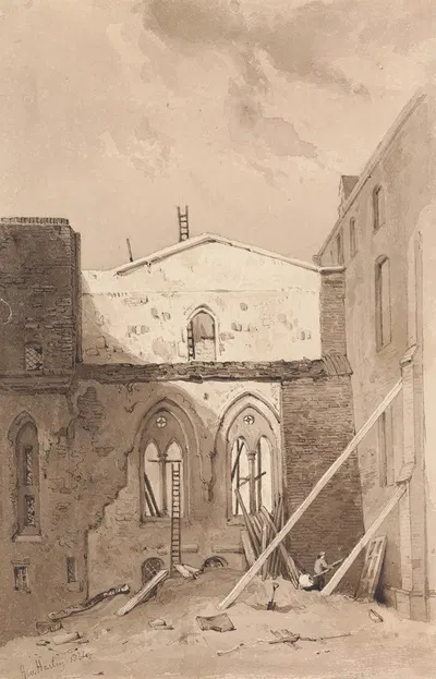 Ruins of Westminster Palace by Джордж Харли, 1834 — digital art print download
