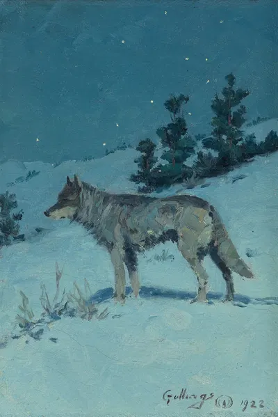 Lone Wolf in Starlight by Эллинг Уильям Голлингс, 1922 — digital art print download
