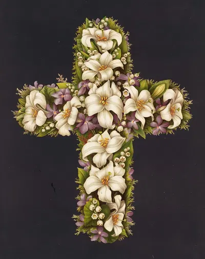 Easter lily cross by Olive E Whitney, 1861–1897 — digital art print download