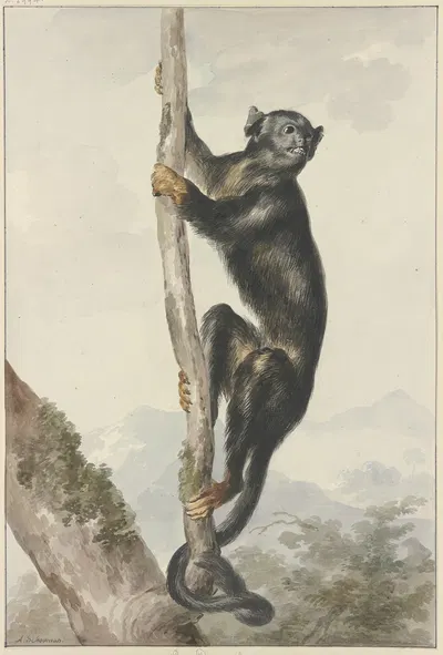 A Peruvian Spider Monkey (Ateles chamek), 1759 by Аерт Шоуман — digital art print download