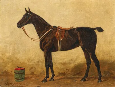 A Bay Horse in a Stable by Эмиль Волькерс, 1904 — digital art print download