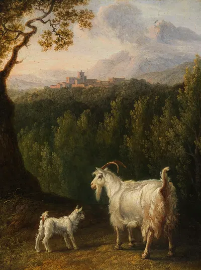Ziege am Bachlauf by Якоб Филипп Хакерт, 1804 — digital art print download
