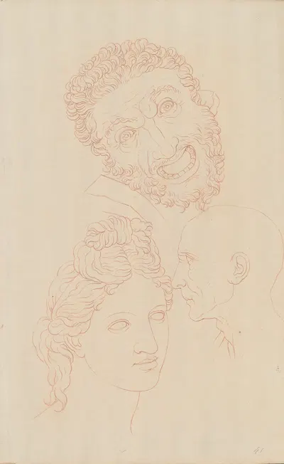 Three studies of heads from classical figures by Giles Hussey — digital art print download