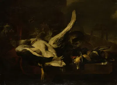 Dead Fowl Being Eaten by a Cat by Ян Баптист Виникс — digital art print download