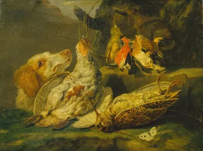 Still Life with Hunting Dog and Dead Fowl by Ян Фит, 1647 — digital art print download