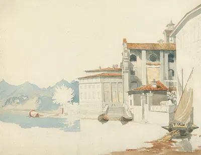 On the Shores of an Italian Lake by Harry John Johnson — digital art print download
