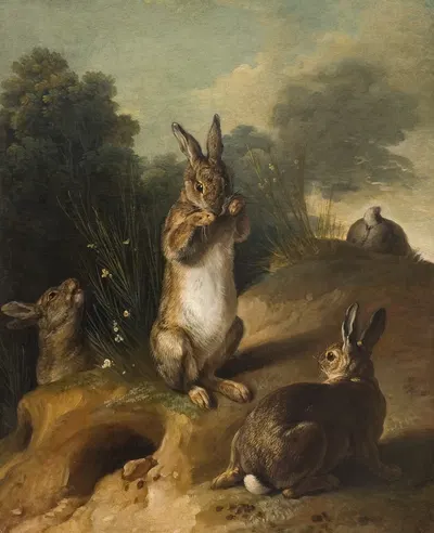 Rabbits by Александр Франсуа Деспор, 1720-1729 — digital art print download