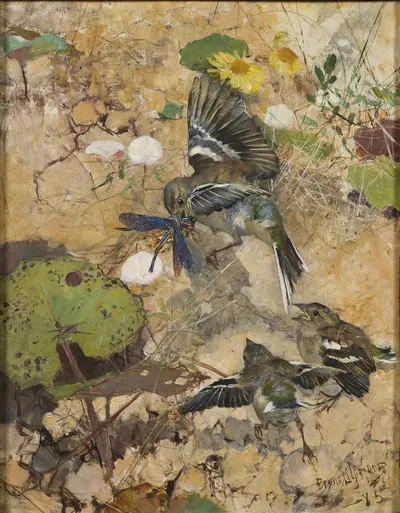 Chaffinches and Dragonflies by Бруно Лильефорс, 1885 — digital art print download