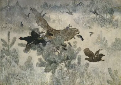 Hawk and Black-Game by Бруно Лильефорс, 1884 — digital art print download