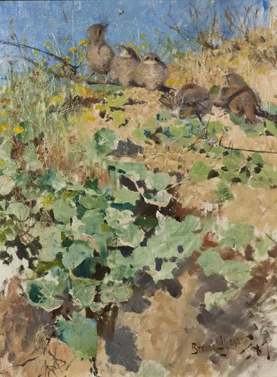 Nestlings of Red-Backed Shrike by Бруно Лильефорс, 1887 — digital art print download