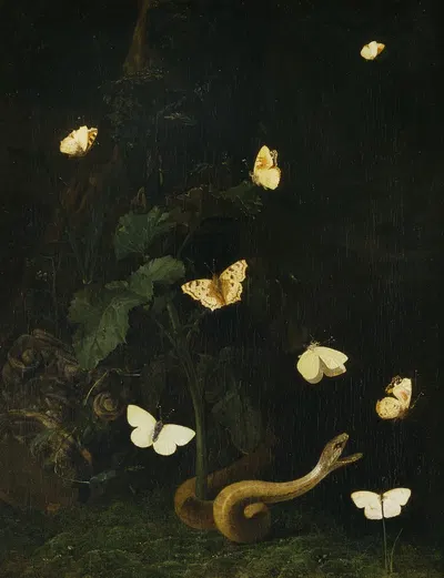 Herbs, Butterflies and a Serpent by Christiaen Striep — digital art print download