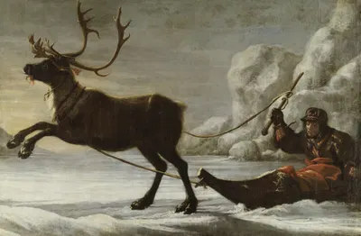 Reindeer with a sledge by Давид Клёкер Эренштраль, 1671 — digital art print download