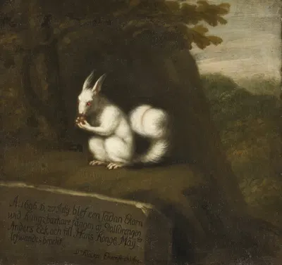 White Squirrel in a Landscape by Давид Клёкер Эренштраль, 1696 — digital art print download