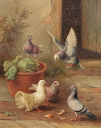 Feeding time by Edgar Hunt, 1911 — digital art print download