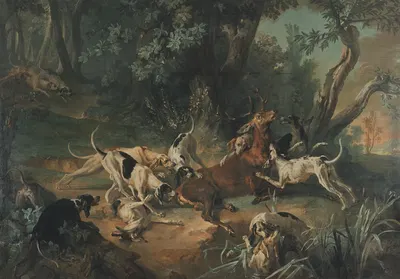 Stag Hunt by Jean-Baptiste Oudry, 1723 — digital art print download