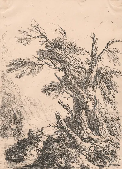 Landscape with Old Trees by Water by Henry Richard Greville third Earl of Warwick, 1803 — digital art print download