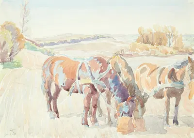 Heste på marken by Peter Hansen, 1918 — digital art print download