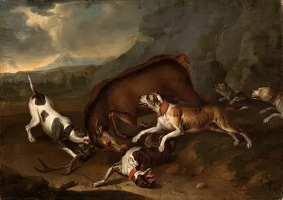 Hirsch, von Hunden gestellt by Philipp Ferdinand de Hamilton — digital art print download