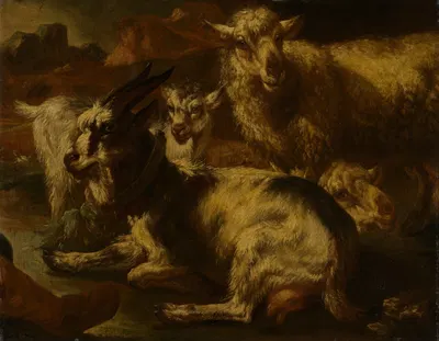 Gruppe von Ziegen und Schafe by Филипп Петер Рус — digital art print download