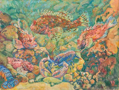 Rascasses et homards dans un aquarium by Тео ван Риссельберге, 1909 — digital art print download