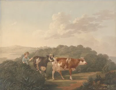 Woman with Cattle by Charles Towne, 1803 — digital art print download