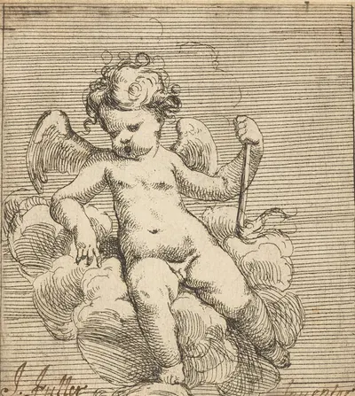 Putto Holding a Torch by Айзек Фуллер — digital art print download