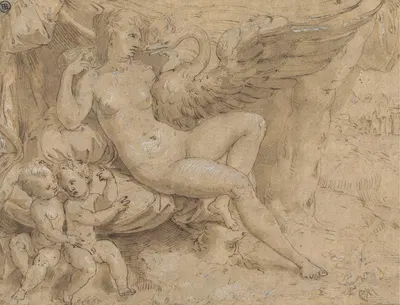 Leda and the Swan by Isaac Oliver — digital art print download