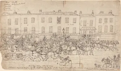The North Country Mails at The Peacock Inn, Islington by James Pollard, 1815 — digital art print download