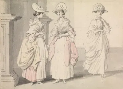 Three Ladies Standing on a Terrace by Джеймс Робертс — digital art print download