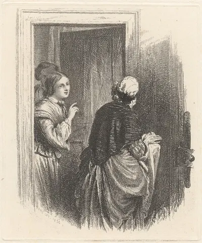 Женщины у двери by Джон Кэлкот Хорсли, 1856 — digital art print download